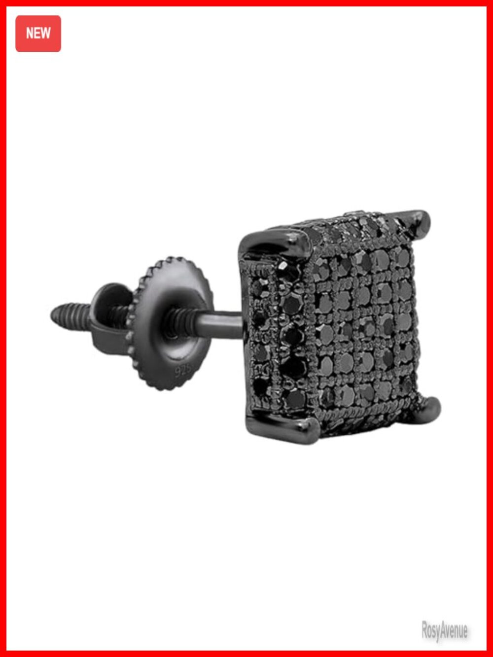0.25 Ctw Round Black Diamond Hip Hop Stud Earring in Black Plated 925 Sterling